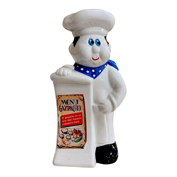 Vintage Decorative Ceramic Figurine Chef Sculpture with Menu board 10.5” - Picture 4 of 16